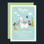 Cute Alpaca Colourful Kids Birthday Invitation<br><div class="desc">Celebrate your son or daughter's birthday day with this cute and unique birthday party invitation. This customizable kids birthday invitation features illustrations of cute alpaca,  colourful pyramids and succulents.</div>
