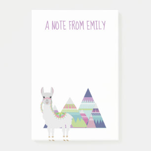 Cute Alpaca Colourful Mountains Note From