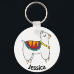 Cute Alpaca Doodle Personalised Keychain<br><div class="desc">Cute alpaca doodle personalised keychain.</div>
