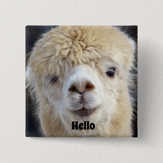 Cute Alpaca face 2 Inch Square Button (Front)