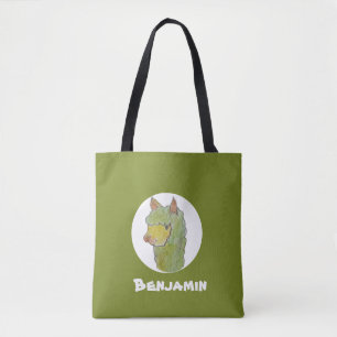 Cute alpaca face art tote bag