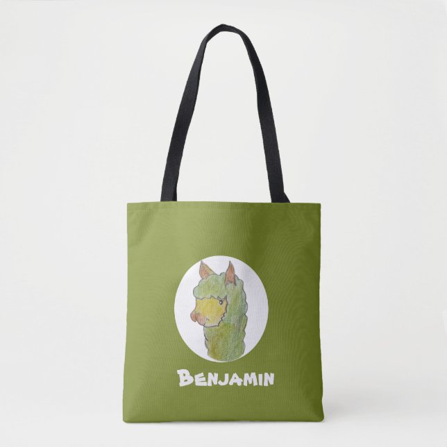 Cute alpaca face art  tote bag (Front)