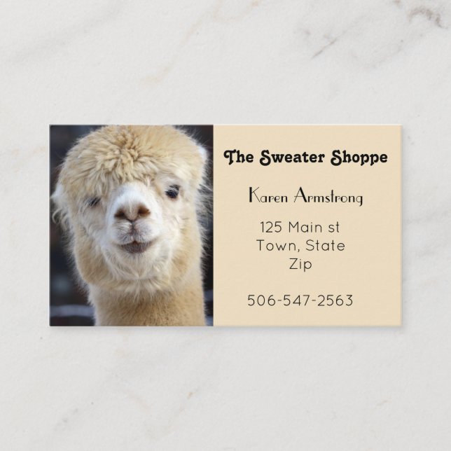 Cute Alpaca face Business Card (Front)