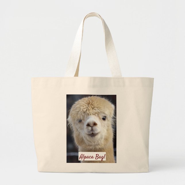 Cute Alpaca face Large Tote Bag (Front)