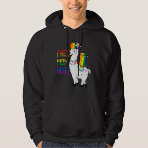 Cute Alpaca Free Mom Hugs Llama Lgbt Pride Mom Mon Hoodie