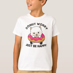 Cute Alpaca Funny Animals In Doughnut Pink T-Shirt