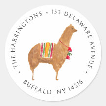 Cute Alpaca Hand-Drawn Animal Return Address 