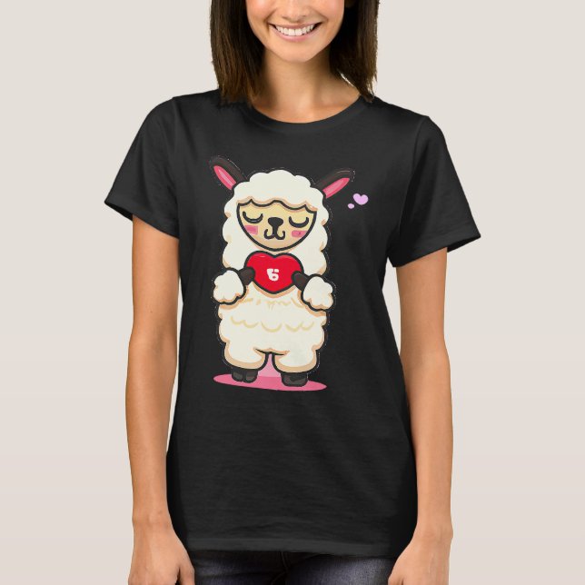 cute Alpaca Lama love for Woman for valentineu2019 T-Shirt (Front)
