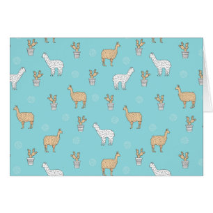 Cute Alpaca Llama Cactus Motif