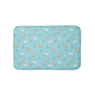 Cute Alpaca Llama Cactus Pattern Bath Mat