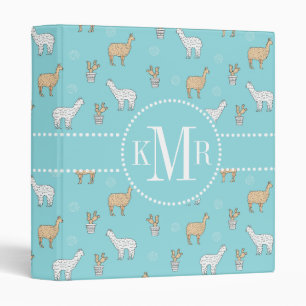 Cute Alpaca Llama Cactus Pattern Binder