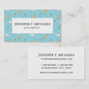 Cute Alpaca Llama Cactus Pattern Business Card