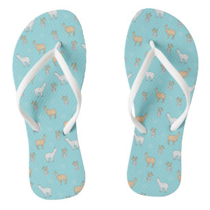 Cute Alpaca Llama Cactus Pattern Flip Flops