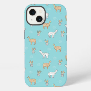 Cute Alpaca Llama Cactus Pattern iPhone 13 Case