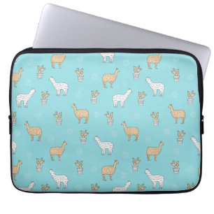 Cute Alpaca Llama Cactus Pattern Laptop Sleeve