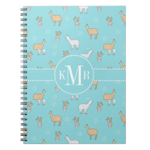 Cute Alpaca Llama Cactus Pattern Notebook