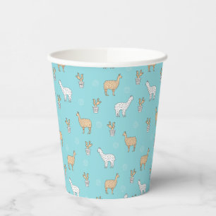 Cute Alpaca Llama Cactus Pattern Paper Cups