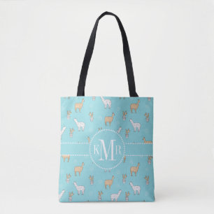 Cute Alpaca Llama Cactus Pattern Tote Bag