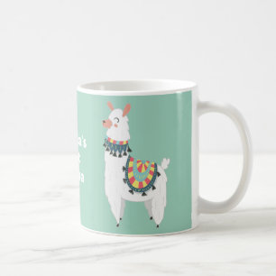Cute Alpaca Llama Mint Green Hot Cocoa Coffee Mug