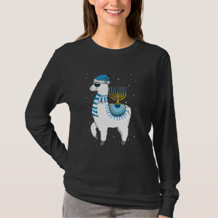 Cute Alpaca Menorah Hanukkah Llama Chanukah Christ T-Shirt