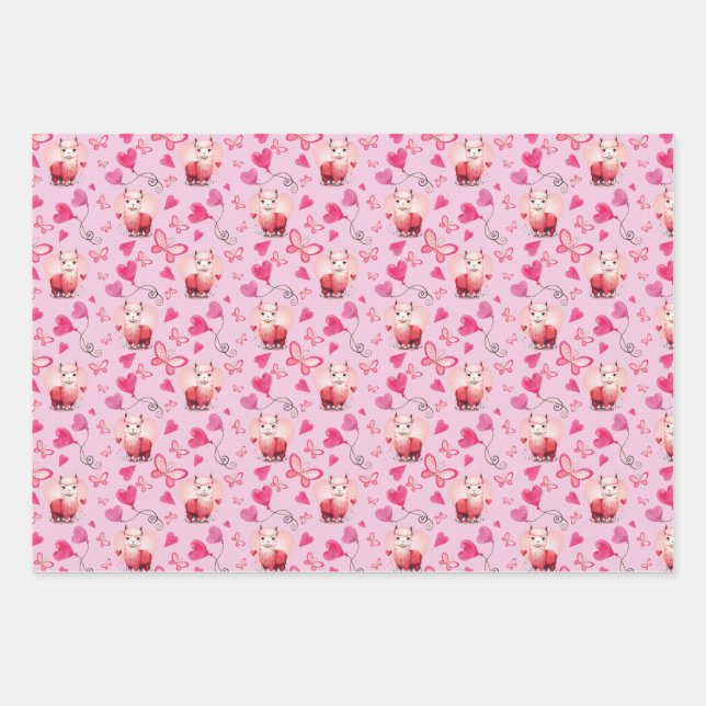 Cute Alpaca Valentine's Day Wrapping Papier (Devant)