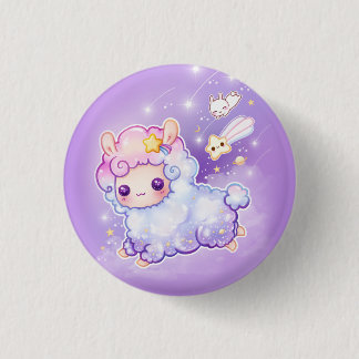 Cute alpaca with kawaii shooting star 1 inch round button