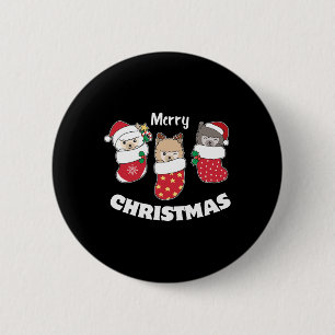 Cute Alpacas In Christmas Stockings For Christmas 2 Inch Round Button