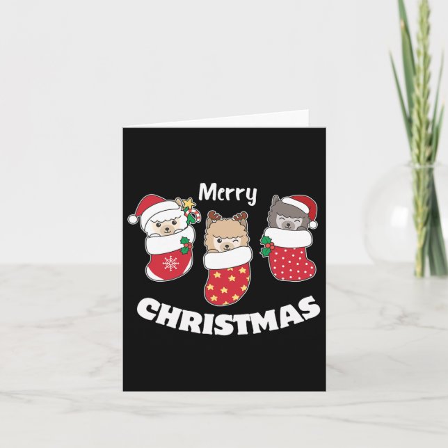 Cute Alpacas In Christmas Stockings For Christmas  Card (Front)
