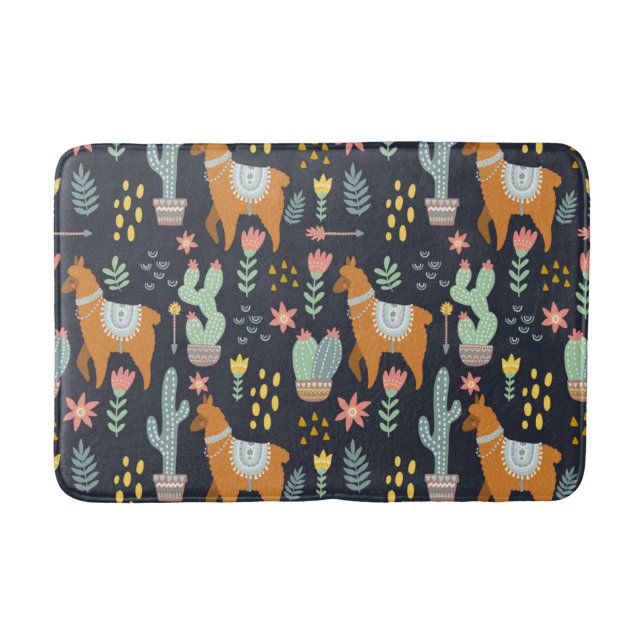 Cute Alpacas Pattern Bath Mat (Front)