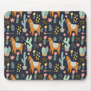 Cute Alpacas Pattern Mouse Pad