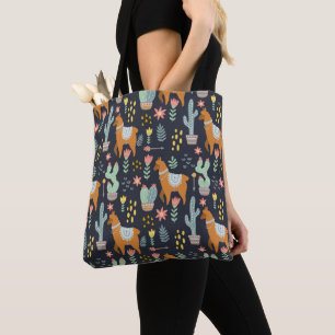 Cute Alpacas Pattern Tote Bag