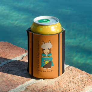 Cute Alpacas Rocking Goatees & Teal Serapes Can Cooler