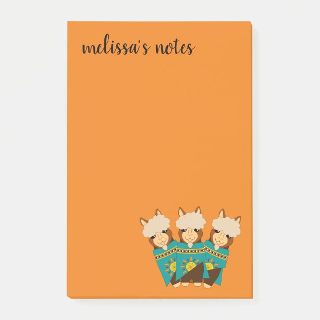 Cute Alpacas Rocking Goatees & Teal Serapes Post-it Notes (Front)