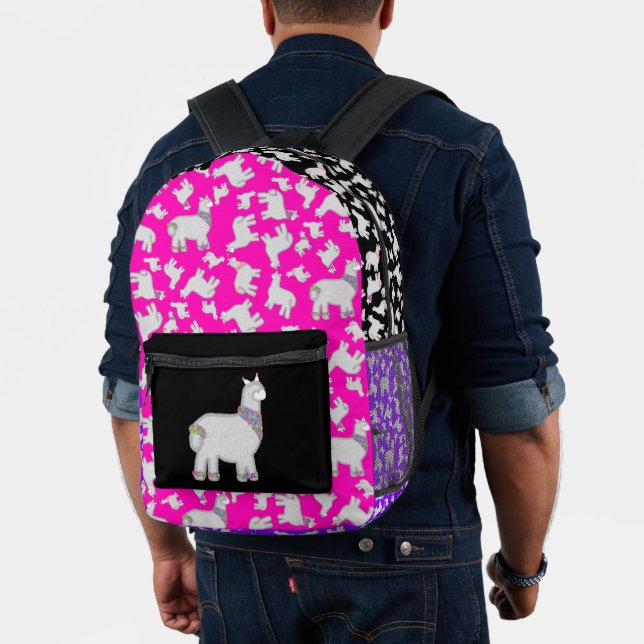 Cute Alpacas with glitter bubbles flowers fun Printed Backpack (Insitu (Model))