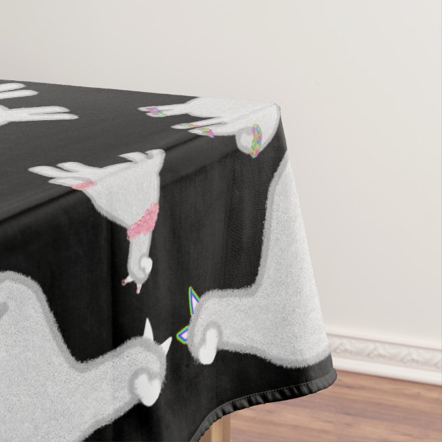 Cute Alpacas with glitter bubbles flowers fun Tablecloth (In Situ)