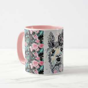 Cute Alpacca Llama Roses Aquarelle Peinture Mug