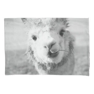 Cute Alpaka bw 1 #animal #nature  Pillowcase