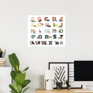 Cute Alphabet ABC Animals Classroom Nursery Poster