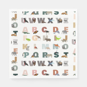 Cute Alphabet ABC Animals Napkin