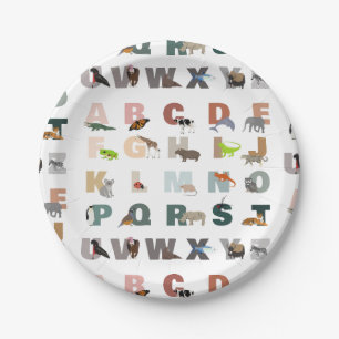 Cute Alphabet ABC Animals Paper Plate