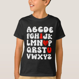 Cute Alphabet Abc I Love You Valentines Day Heart T-Shirt