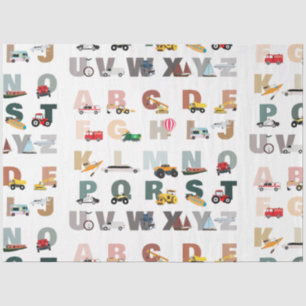 Cute Alphabet ABC Trucks, Transportation Vehicles Tissue Paper