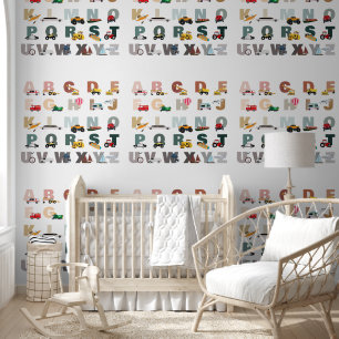 Cute Alphabet ABC Trucks, Transportation Vehicles Wallpaper