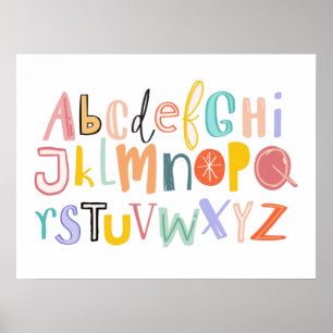 Cute alphabet cool typography poster