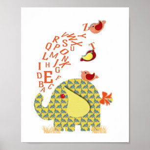 Cute Alphabet Elephant Baby Nursery Print