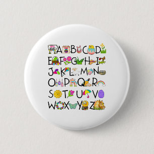 Cute Alphabet Funny Easter Day Abc Alphabet Egg Ra 2 Inch Round Button