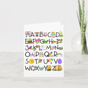 Cute Alphabet Funny Easter Day Abc Alphabet Egg Ra Card