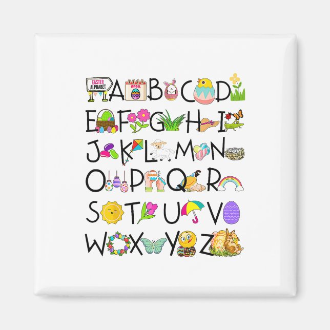Cute Alphabet Funny Easter Day Abc Alphabet Egg Ra Magnet (Front)