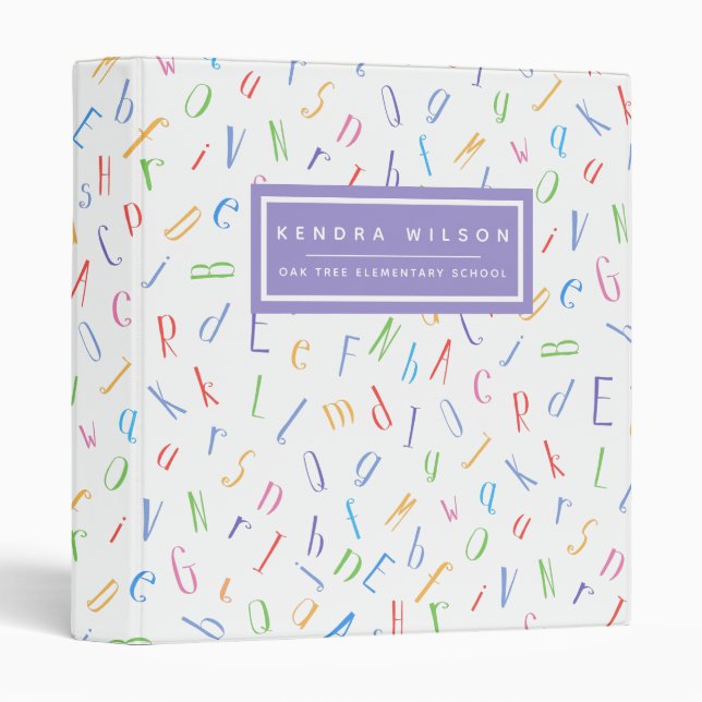 Cute Alphabet Pattern - Kids or Teacher Binder (Front/Spine)