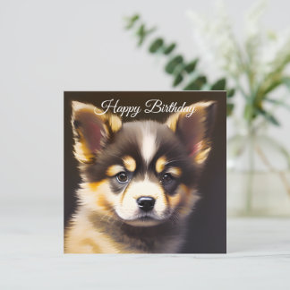 Cute Alsatian Puppy Birthday Holiday Card